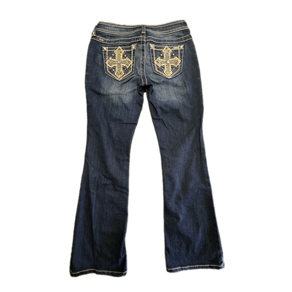 Ariat Ruby Denim Jeans Women 26x30 Thick Stitch Embellished Western Boot Cut - Picture 3 of 15